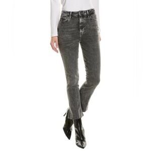 7 For All Mankind High Rise Skinny Kick Dark Gray Acid Washed Flare Jeans Sz 26